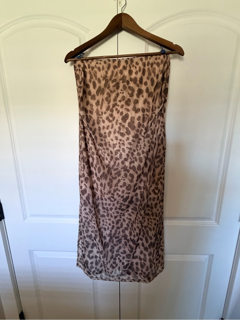 Leopard Print Slip Skirt - Taupe Brown